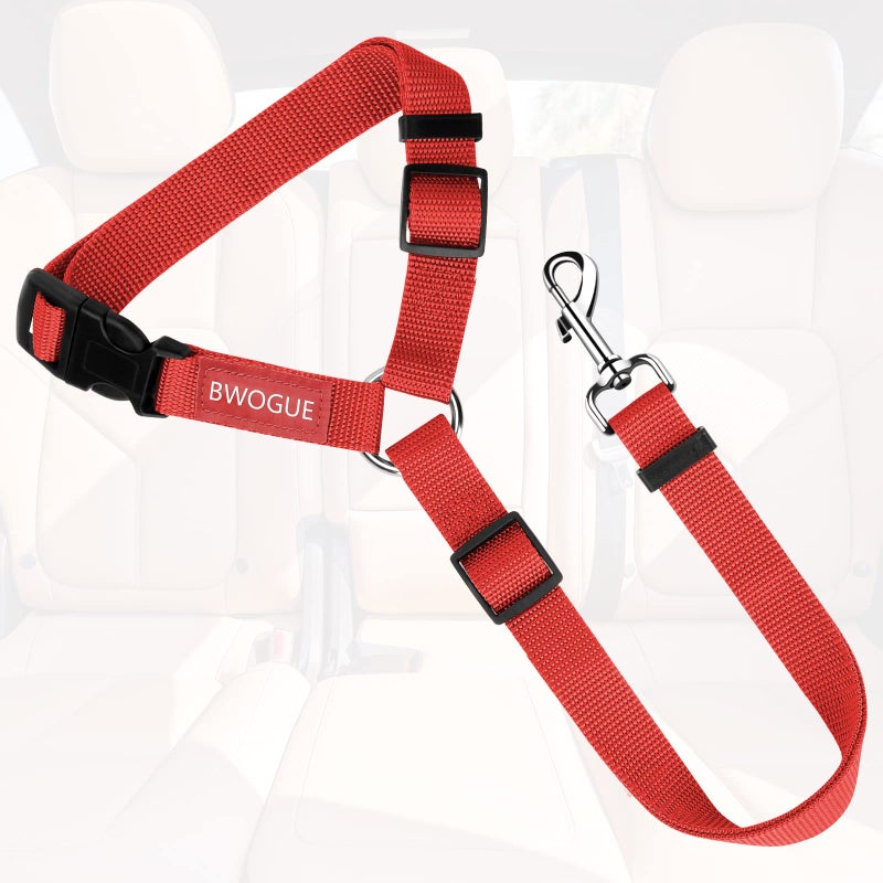 BWOGUE Pet Dog Cat Seat Belts, Car Headrest Restraint Adjustable Safety Leads Vehicle Seatbelt Harness (1 Pack) - Image 2
